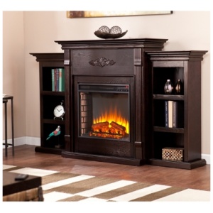 Southern Enterprises Furniture Harkdale Electric Fireplace with Bookcases, Classic Espresso