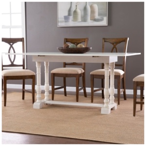 Southern Enterprises Furniture Leighanna Folding Dining Table, Distressed White, Wood