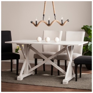 Southern Enterprises Furniture Leshire Dining Table, Distressed White