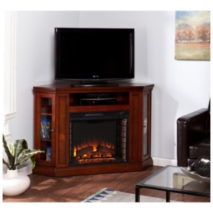 Southern Enterprises Furniture Maddeline Convertible Media Electric Fireplace, Brown Mahogany