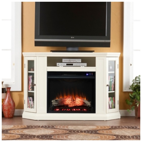 Southern Enterprises Furniture Maddeline Convertible Touch Screen Fireplace, Ivory