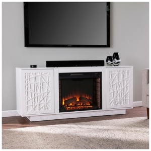 Southern Enterprises Furniture Rayelland Electric Fireplace, White