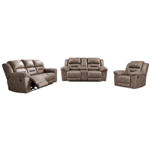 Stoneland Sofa, Loveseat and Recliner, Fossil