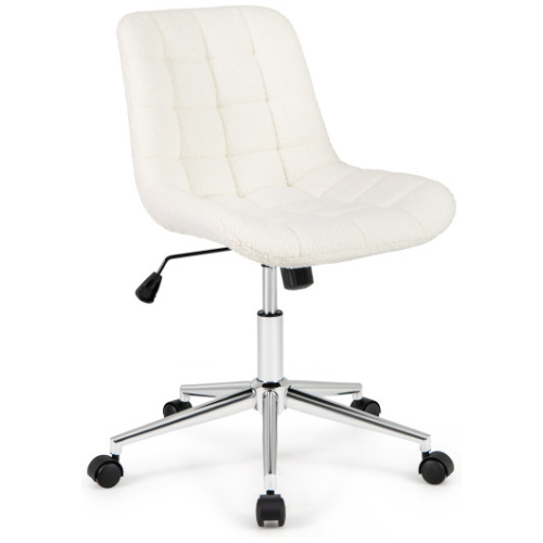 Teddy Fleece Armless Office Chair Makeup Vanity Chair-White