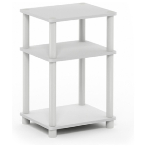 Turn-N-Tube 3-Tier End Table, White/Black