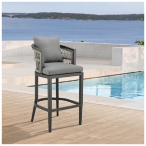 Zella Outdoor Patio Counter Stool, Earl Gray