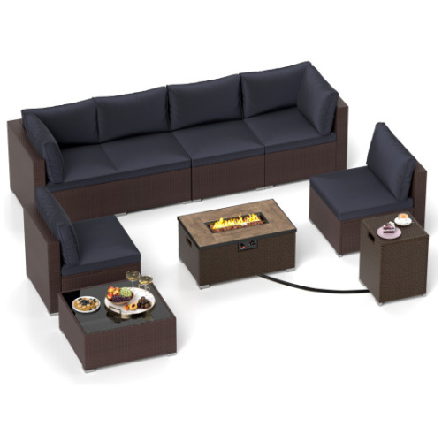12 Pieces Outdoor Furniture Set with 32 Inch Fire Pit Table and Propane Tank Cover