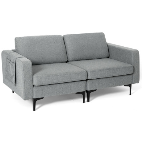 1/2/3/4-Seat Convertible Sectional Sofa with Reversible Ottoman-2-Seat