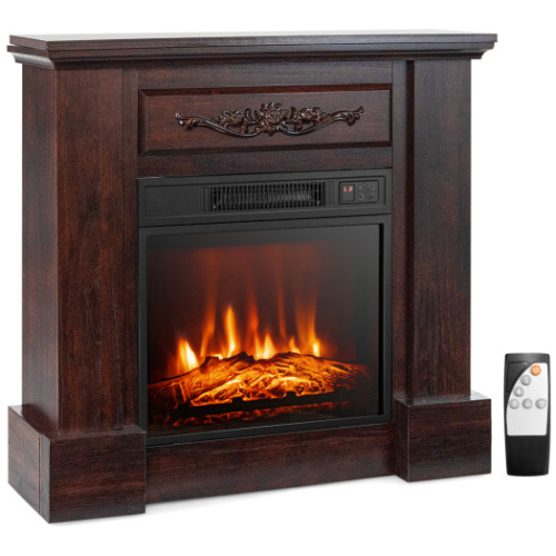 1400W TV Stand Electric Fireplace Mantel with Remote Control-Natural