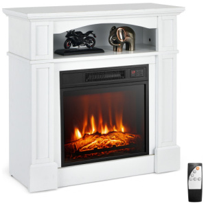 18 Inch 1400W Electric TV Stand Fireplace with Shelf-White