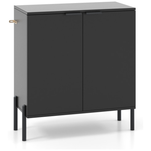 2-Door Buffet Cabinet Sideboard with Shelf and Metal Legs-Black