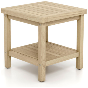 2-Tier Outdoor Side Table with Shelf for Porch Deck Garden