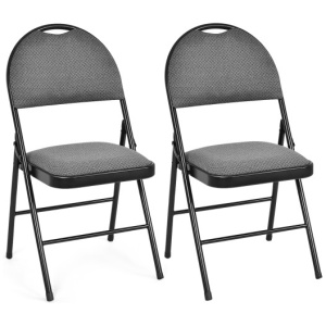 2/4 Pieces Padded Folding Office Chairs with Backrest-Set of 2