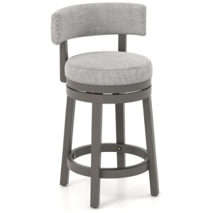 27/31 Inch Swivel Bar Stool with Upholstered Back Seat and Footrest-27 inches