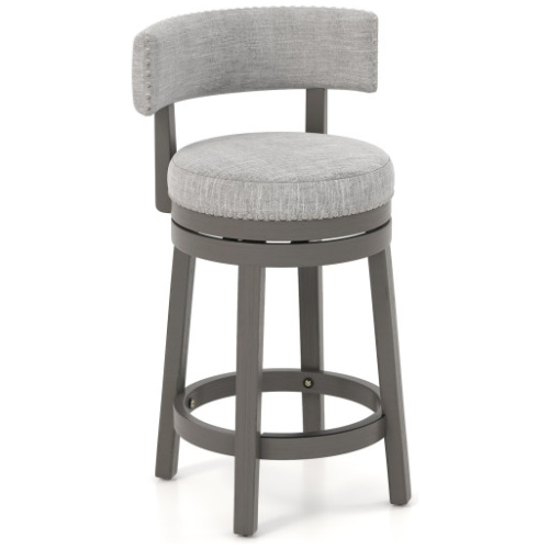 27/31 Inch Swivel Bar Stool with Upholstered Back Seat and Footrest-27 inches