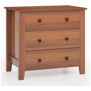 3 Drawer Dresser Chest of Drawers Bedside Table-Walnut