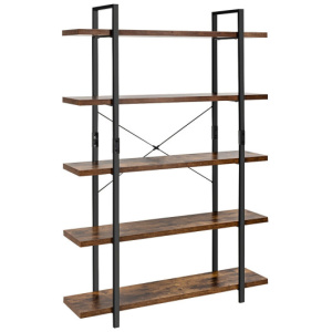 3/5 Tiers Industrial Bookcase with Metal Frame for Home Office-5-Tier