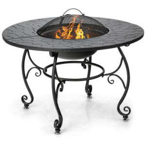 35.5 Feet Patio Fire Pit Dining Table With Cooking BBQ Grate