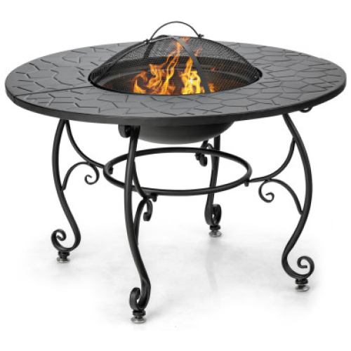 35.5 Feet Patio Fire Pit Dining Table With Cooking BBQ Grate