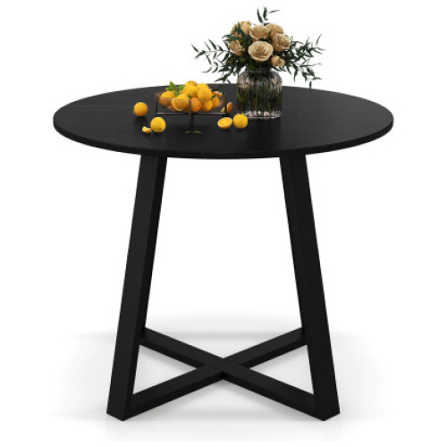 36 Inch Mid-Century Round Dining Table with Pedestal Base for Dining Room-Black