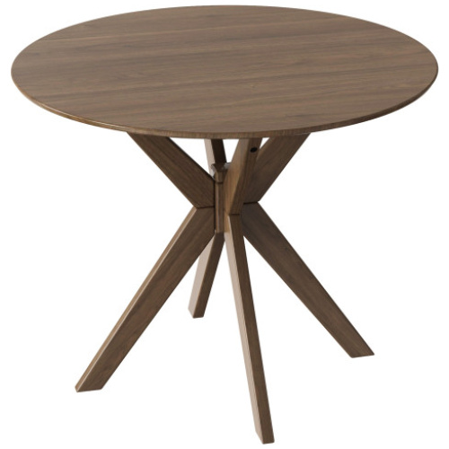 36 Inch Round Wood Dining Table with Intersecting Pedestal Base