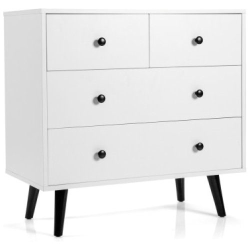 4 Drawers Dresser Chest of Drawers Free Standing Sideboard Cabinet-White