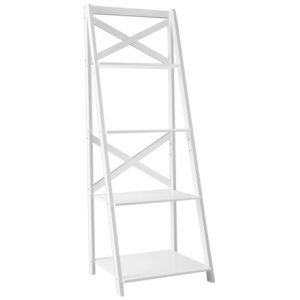 4-tier Leaning Free Standing Ladder Shelf Bookcase-White