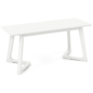 42 Inch Modern Entryway Bench Long Dining Bench with Rubber Wood Legs-White