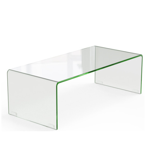 42 x 19.7 Inch Clear Tempered Glass Coffee Table with Rounded Edges-Transparent