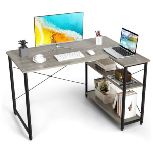 48 Inch Reversible L Shaped Computer Desk with Adjustable Shelf-Gray