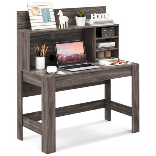 48 Inch Writing Computer Desk with Anti-Tipping Kits and Cable Management Hole-Rustic Brown