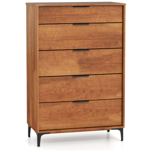 5-Drawer Dresser with Interlock System for Bedroom Living Room-Cherry