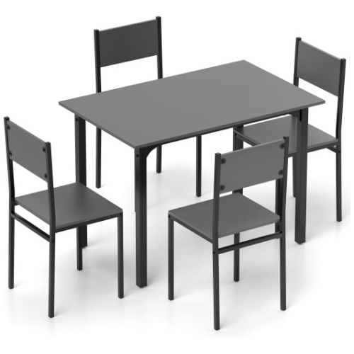 5 Piece Dining Table Set Industrial Style Kitchen Table and Chairs for 4-Grey