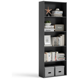 5-Shelf Storage Bookcase Modern Multi-Functional Display Cabinet Furniture-Black