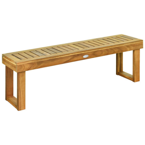 52 Inch Acacia Wood Dining Bench with Slatted Seat