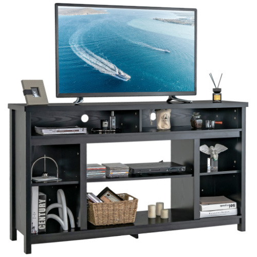 58 Inch TV Stand Entertainment Console Center with Adjustable Open Shelves-Black
