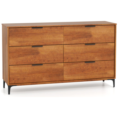 6-Drawer Dresser with Interlock System for Bedroom Living Room-Cherry