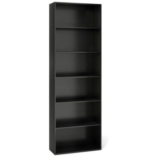 6-Tier Bookcase with 6 Open Shelves and Anti-Toppling Kits-Black