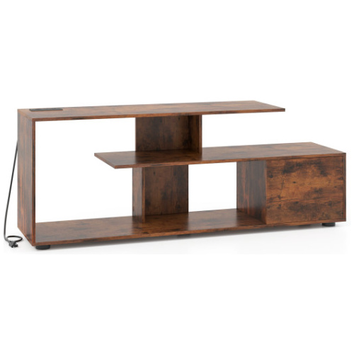 60 Inch Entertainment Center TV Stand with Power Outlet-Rustic Brown