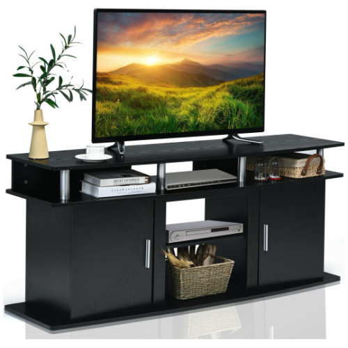63 Inch TV Entertainment Console Center with 2 Cabinets-Black