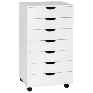 7-Drawer Chest Storage Dresser Floor Cabinet Organizer with Wheels-White