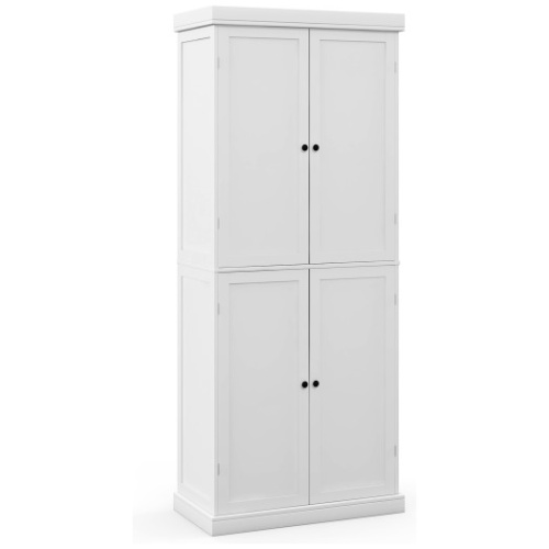 72.5 Inches Tall Buffet Cabinet with 6-Tier Shelves and 4 Doors-White