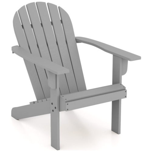 Acacia Wood Lounge Patio Adirondack Chair with Inclined Seat-Gray