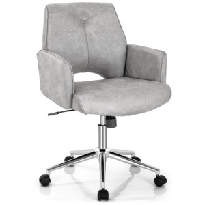 Adjustable Hollow Mid Back Leisure Office Chair with Armrest-Gray