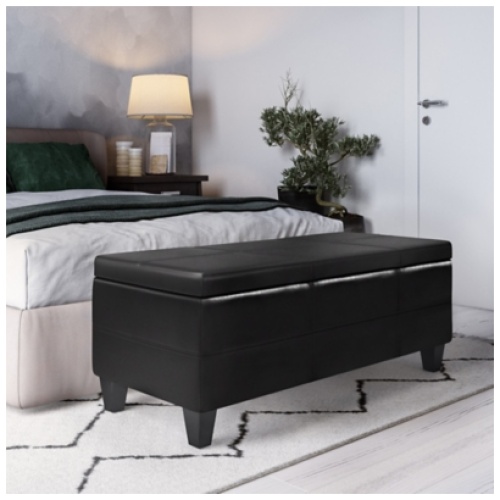 Afton Ottoman Storage Bench, Black