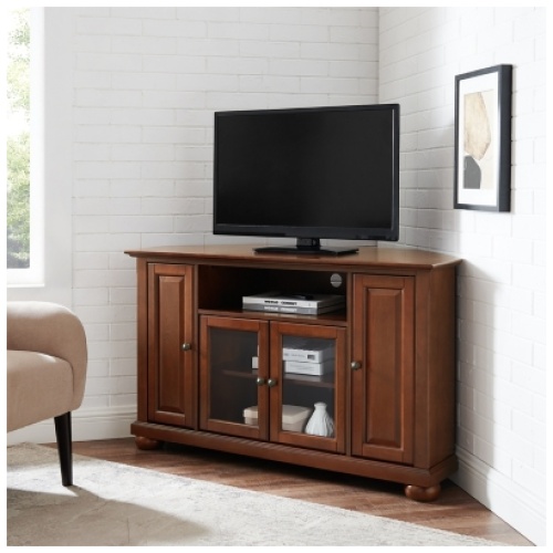 "Alexandria 48" Corner TV Stand", Dark Brown