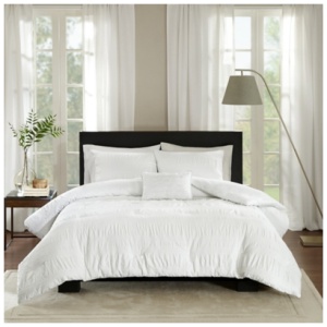 Amari 4 Piece King/California King Seersucker Duvet Cover Set, White