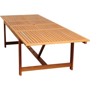 Amazonia Outdoor Eucalyptus Rectangular Dining Table w/ Leaf
