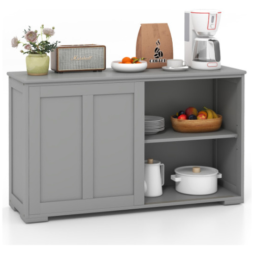 Antique Stackable Kitchen Storage Sideboard with Height Adjustable Shelf-Gray