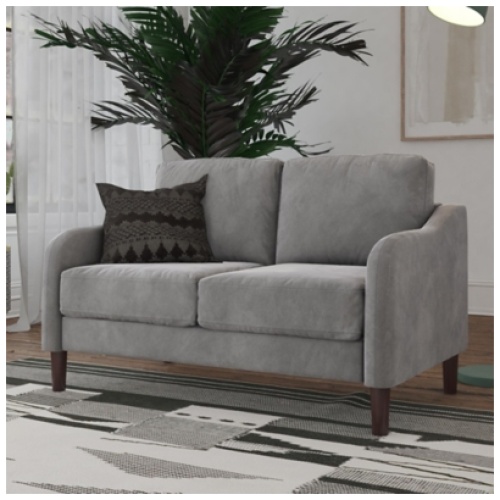 Atwater Living Keaton Velvet Loveseat Sofa, Gray